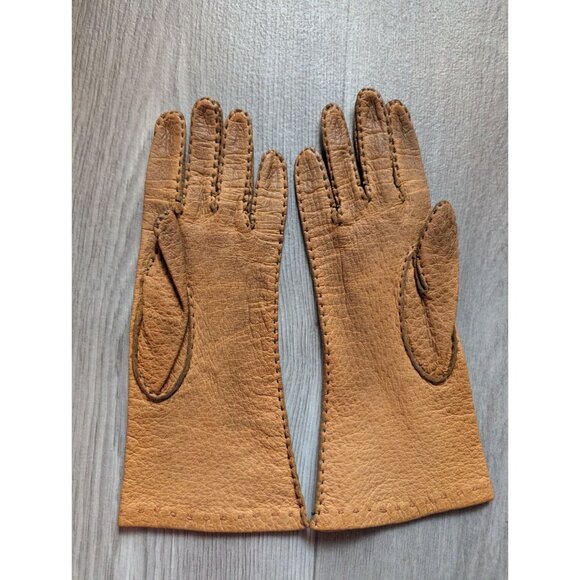 Vintage Tan Leather Gloves - Picture 3 of 4